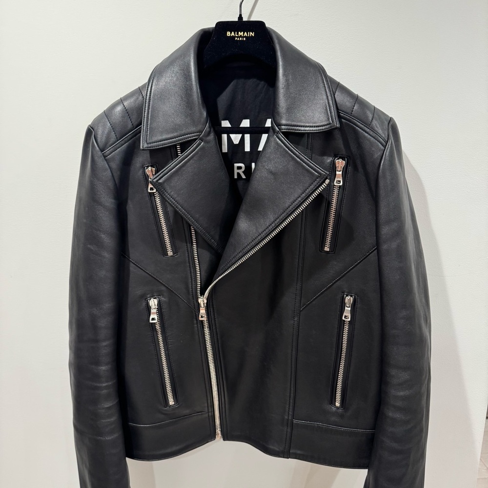Balmain biker leather jacket